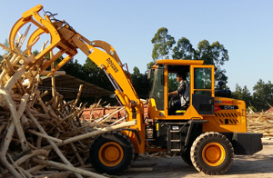 Máy xúc lật kẹp gỗ